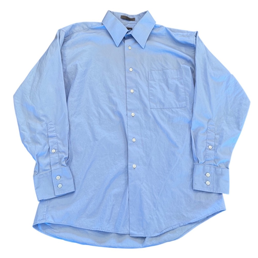Calvin Klein Mens Light Blue 100% Cotton Dress Shirt 16.5 32/33 L Long Sleeve